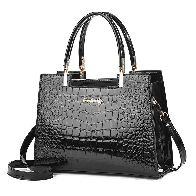 A new autumn and winter women's bag for 2024, a trendy and popular bright leather single-shoulder crossbody crocodile pattern handbag, available for dropshipping full figure
