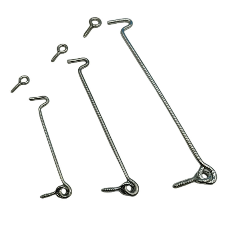 Iron galvanized and thickened windproof hooks for doors and Windows, old-fashioned window hooks, door and window hooks, 4-inch, 6-inch and 8-inch wooden window wind hooks Item Picture