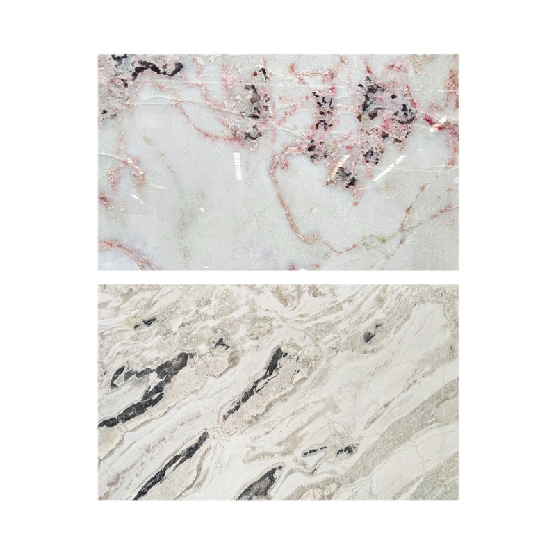 The top of the Fendi white marble dining table is seamlessly spliced, waterproof and anti-seepage. Customized Fendi pink marble for high-end clubs Item Picture