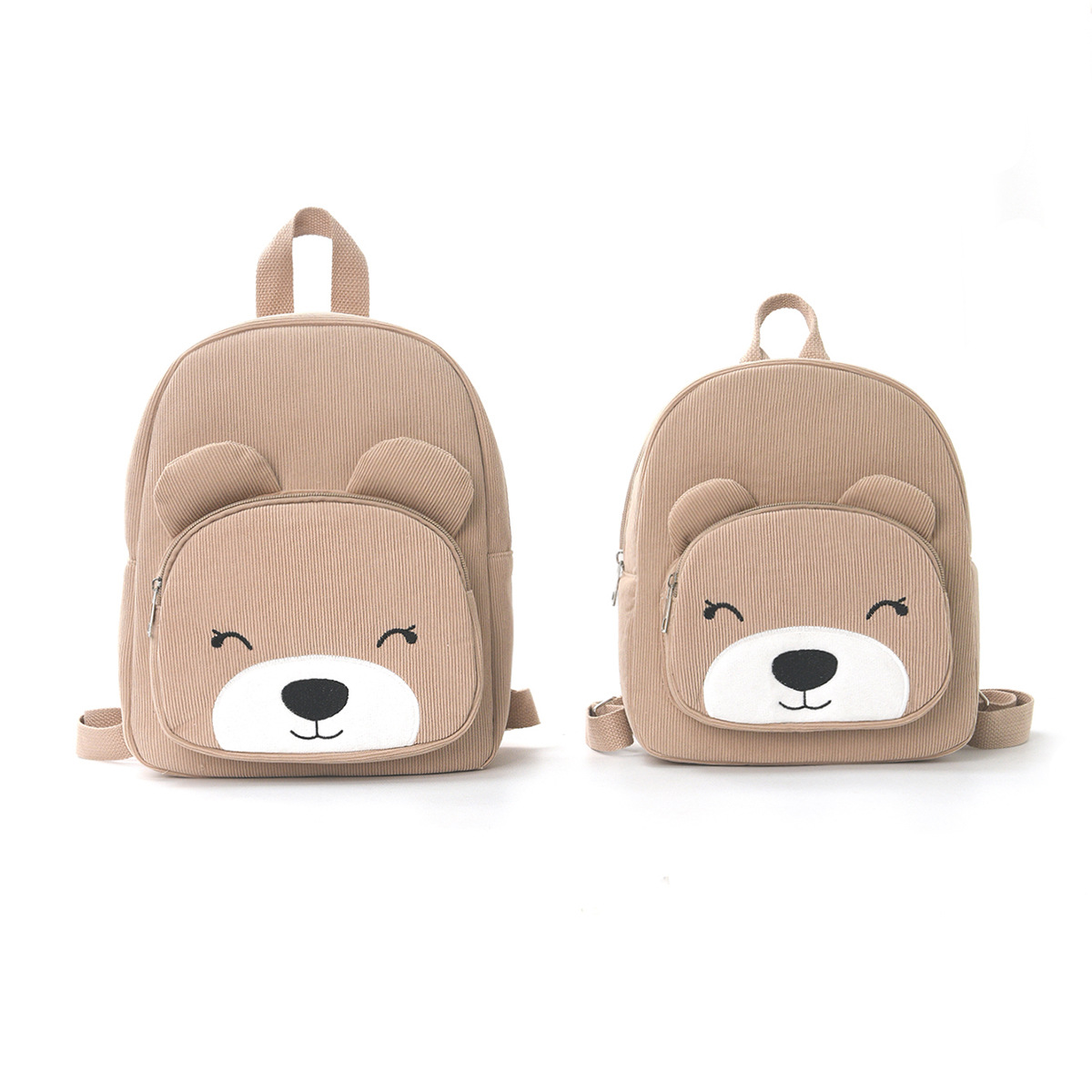 Feihong Cross-border Bear Backpack, Corduroy Primary School Bag, Fashionable and Casual Backpack, Cute Cartoon plush bag full figure