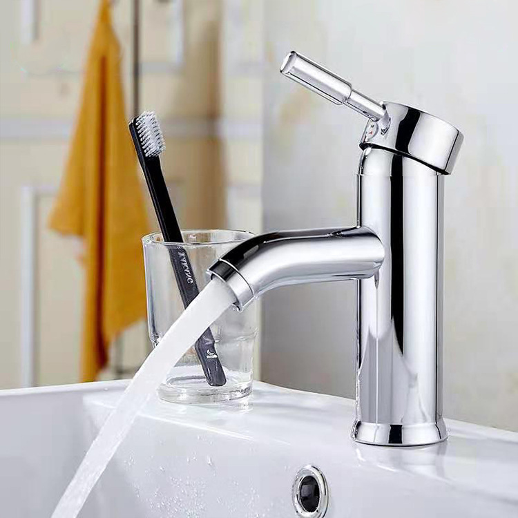 Hot and cold washbasin faucet, countertop basin, underside basin faucet, bathroom, washbasin, stainless steel faucet full figure