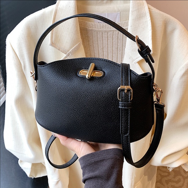 2025 New retro lychee pattern hand-held bucket bag for women, casual, versatile and high-end, single-shoulder crossbody bag for cross-border use full figure
