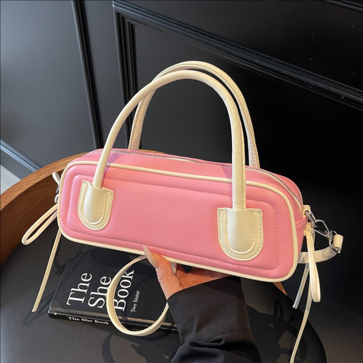 Retro large-capacity handbag for women, 2025 new casual solid color commuting single-shoulder bag, stylish and fashionable crossbody bag full figure