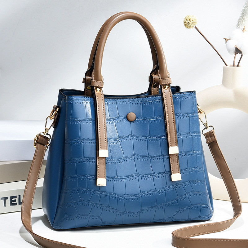 2022 New large-capacity bucket bag, middle-aged hand-held mom bag, stone-patterned crossbody women's bag, cross-border consignment Specification drawing