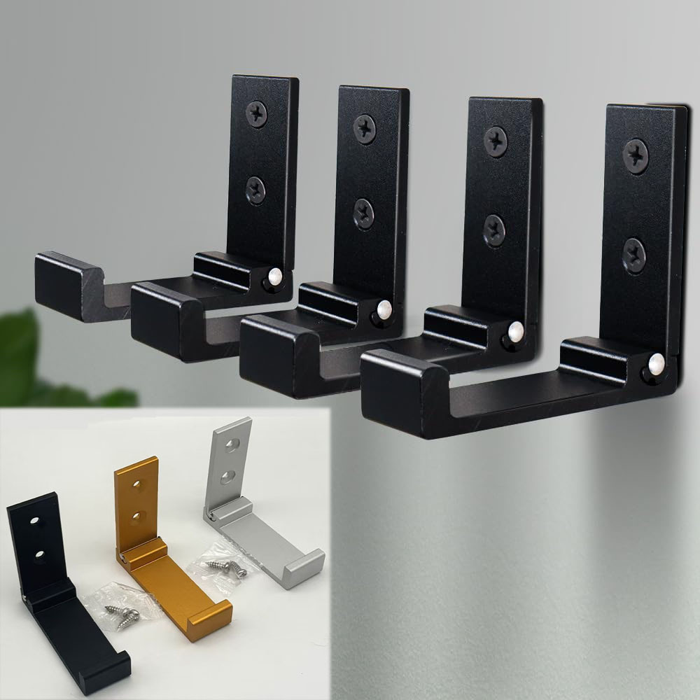 Aluminum alloy folding coat hook, hidden wardrobe coat hook, no need for drilling, foldable hanging coat hook, single hook for hanging clothes and hats behind the door full figure