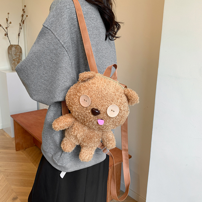 New bear doll bag 2024 Spring and Autumn Versatile and fashionable girls' backpack, trendy large-capacity loose change key bag Specification drawing