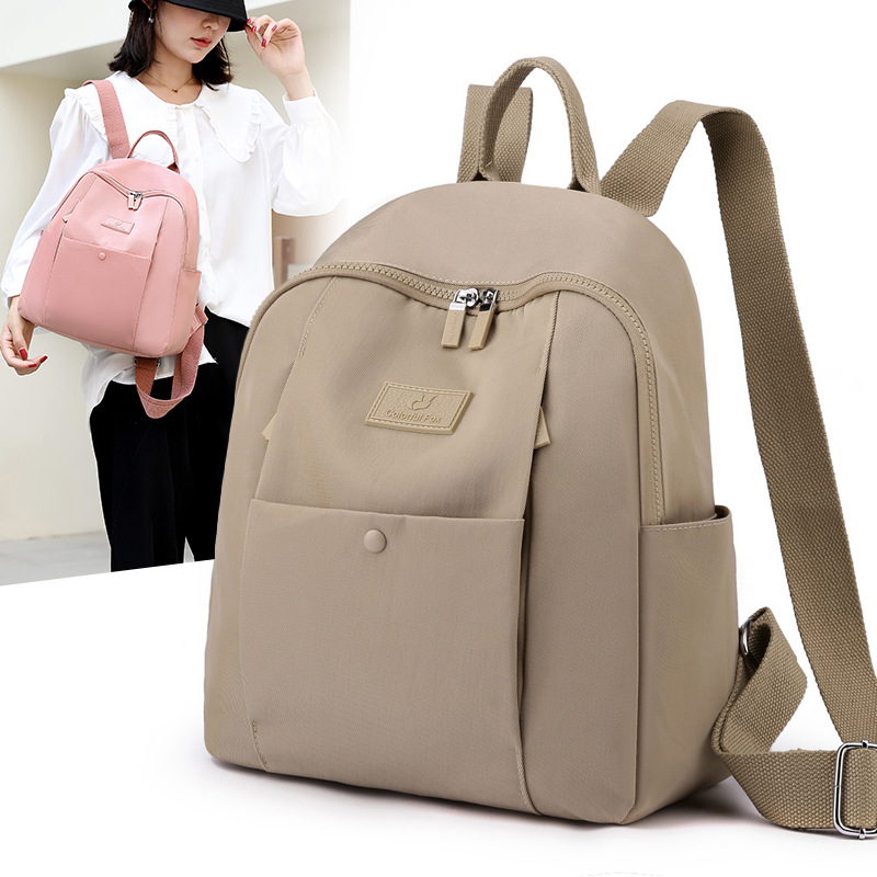 Ladies' multi-layer portable backpack, Korean style trendy water-resistant nylon bag, large-capacity travel bag full figure