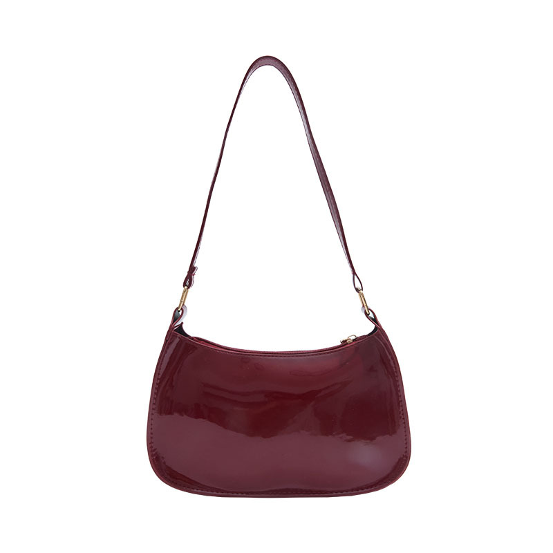 Retro, casual and simple single-shoulder underarm bag, patent leather, fashionable and trendy 2025 summer new large-capacity shiny bread bag Item Picture