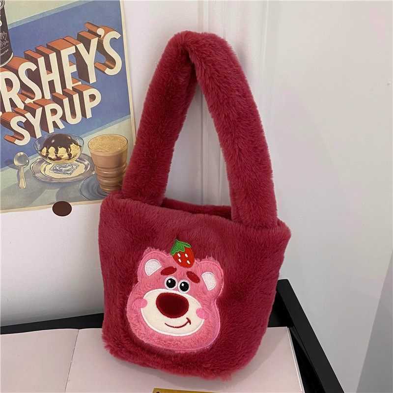 Storage bag, plush toy, new handbag, Melody Cinnamon Dog, Kuromi Pudding Dog, Pacha dog bucket bag Specification drawing
