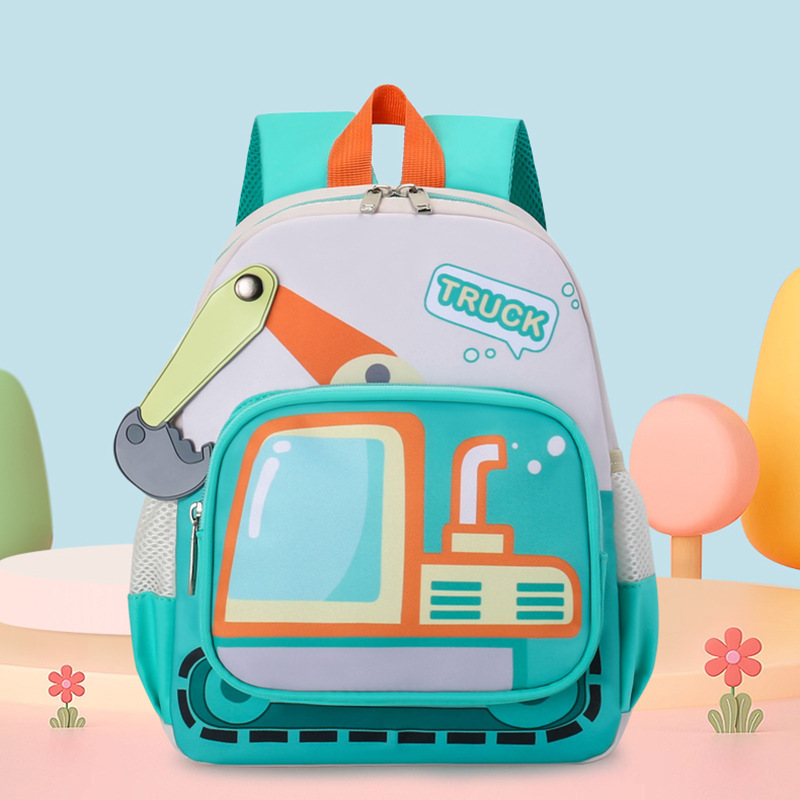 Children's kindergarten backpack, 3-4-5 years old excavator lightweight backpack, large-capacity boys' schoolbag for small, medium and large classes details Picture