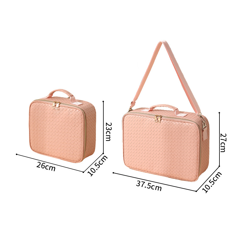 New PU mirror makeup box, large-capacity portable travel cosmetics storage box, makeup artist follow-up makeup box Item Picture