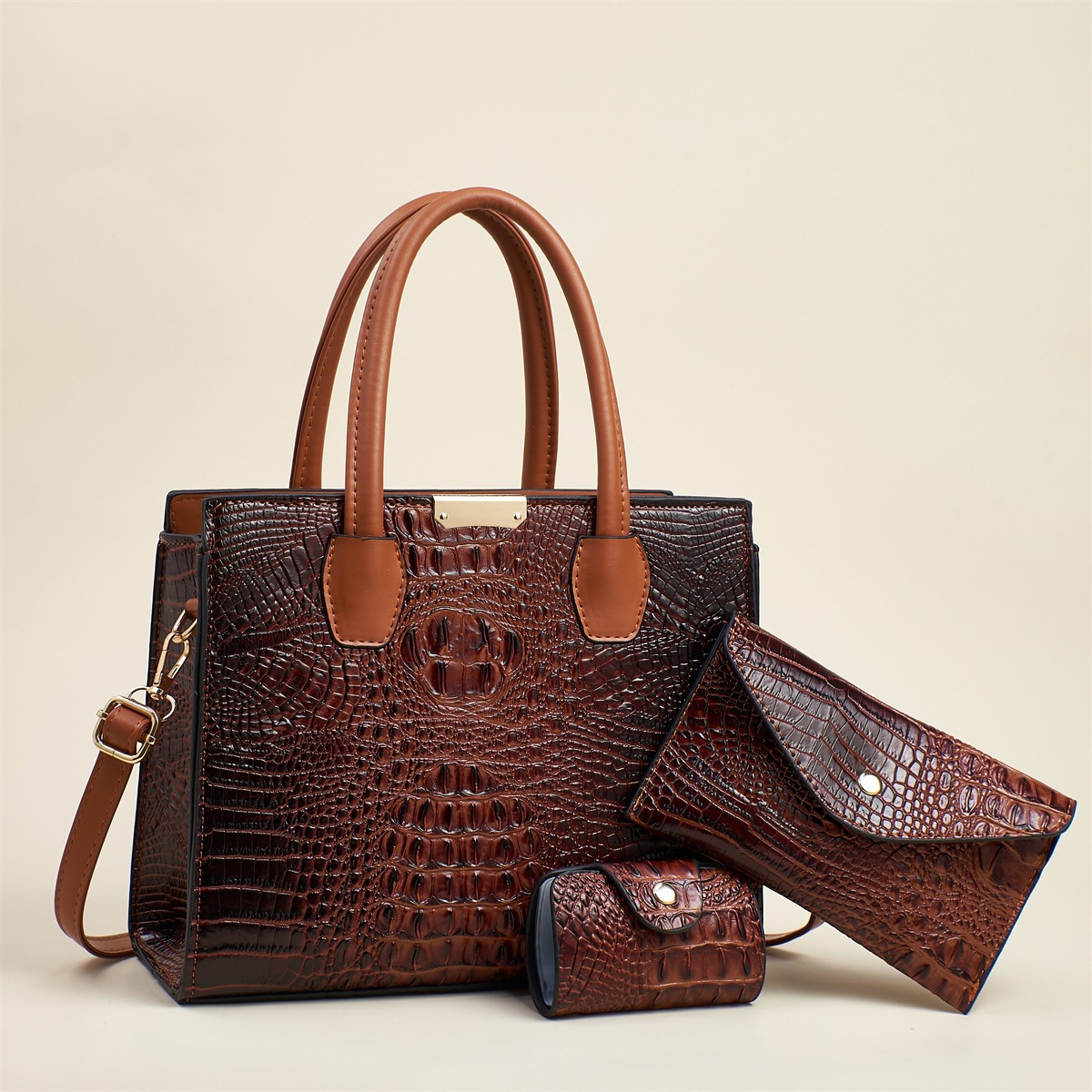 Fashionable crocodile pattern women's bag, European and American retro women's handbag, 2025 new style, simple and elegant, large capacity crossbody bag full figure