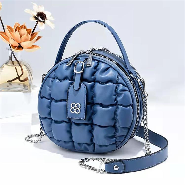 ladies bag 2024 New pleated chanel-style, stylish and ladylike, cute round bag full figure