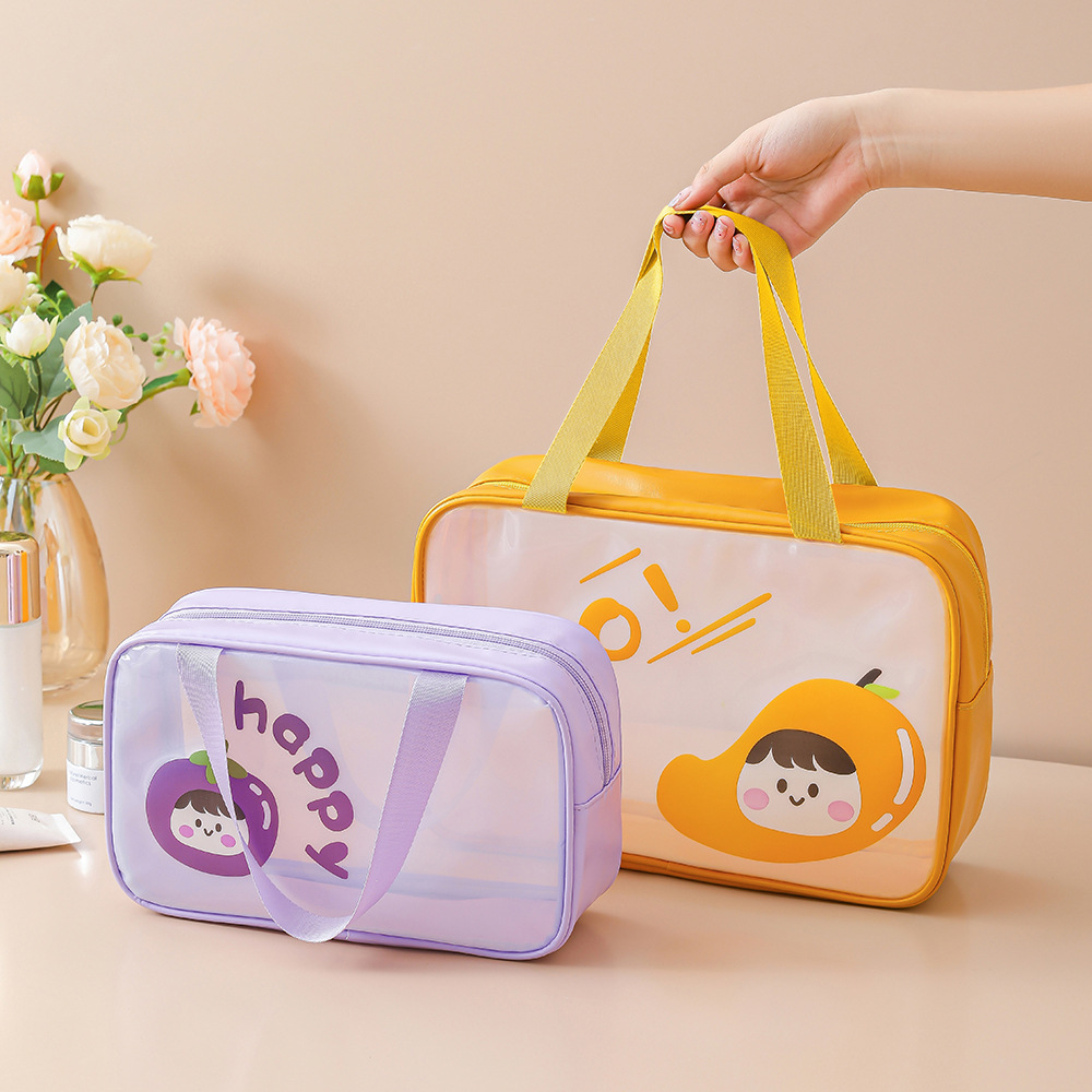 Fruit pie transparent cosmetic bag, large-capacity portable toiletry bag, visual cute storage bag, PU waterproof toiletry bag details Picture