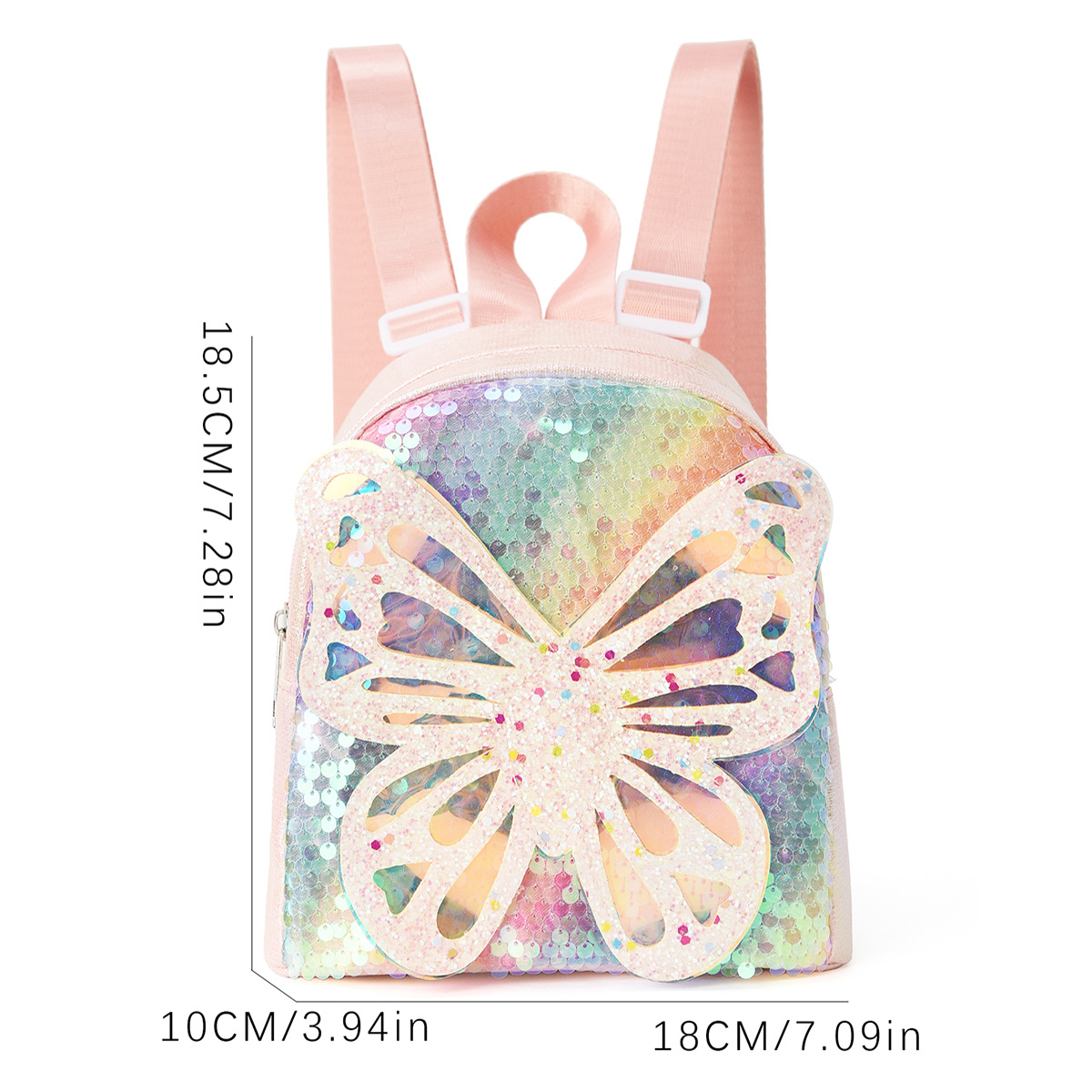 Cross-border best-selling Amazon classic backpack, cute butterfly fashion backpack, children's mini waterproof sequined schoolbag details Picture