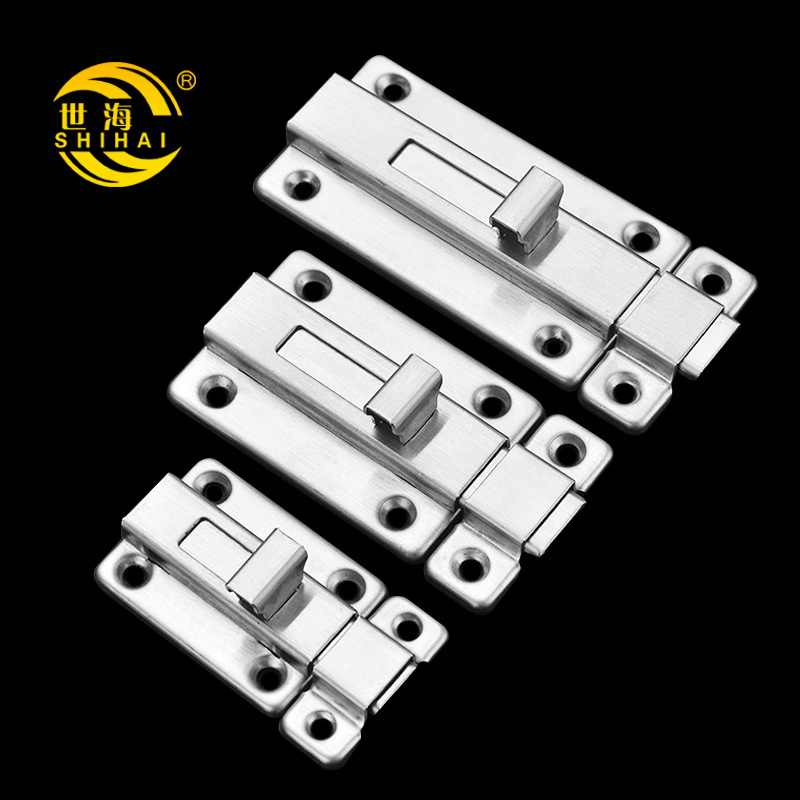 Factory wholesale stainless steel latch door bolts, wooden doors, bathroom doors, exposed latch door latches, double-ended, square, left and right latches full figure