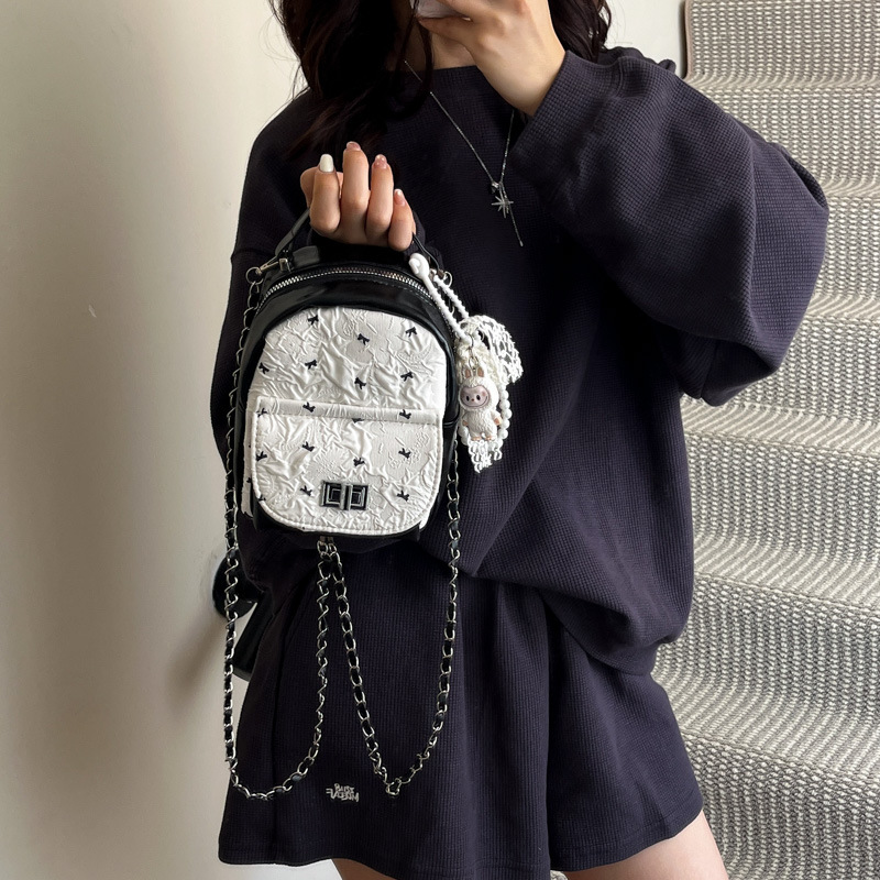 2025 Cross-border New style bag: Korean-style small chanel-style diamond-shaped backpack for women, simple student bag, high-end women's handbag Specification drawing