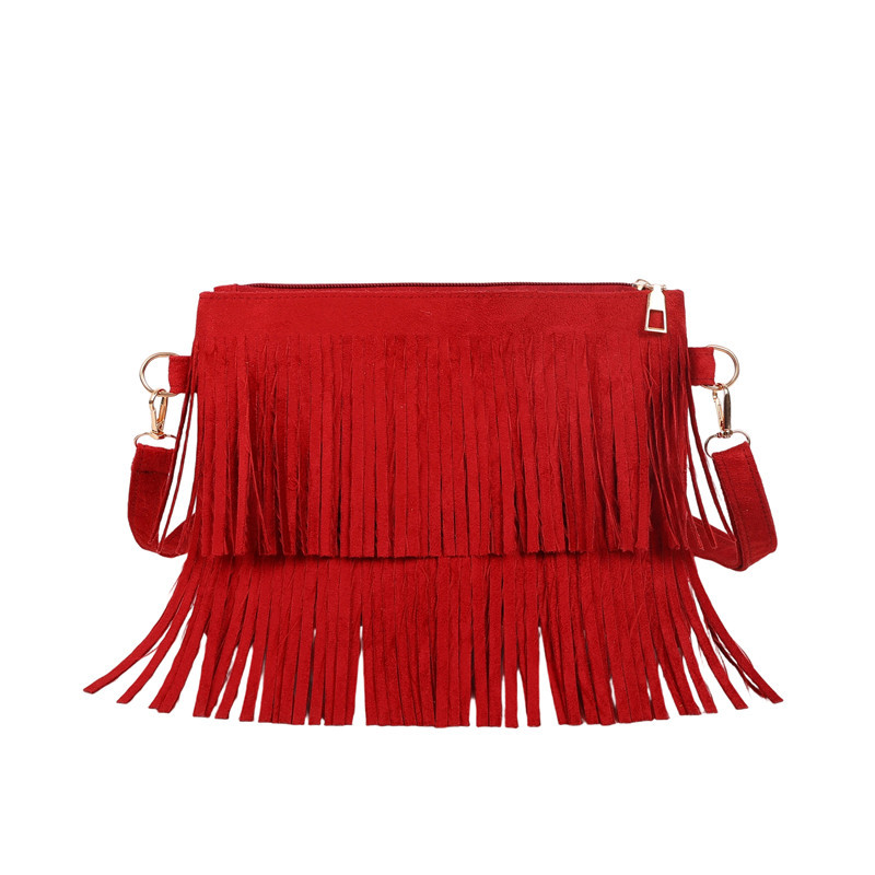 2025 Trendy and individualistic Bohemian style fringed retro suede, casual and stylish single-shoulder crossbody bag Item Picture