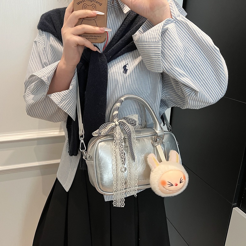 2025 New cross-border handbag, women's casual and simple soft leather bowling bag, high-end single-shoulder crossbody bag Specification drawing