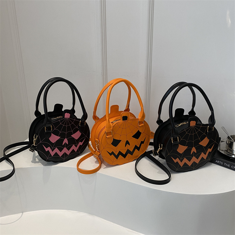 Halloween Funny Pumpkin Bag 2024 New Fashion color-blocking, creative and trendy single-shoulder women's bag, cartoon crossbody bag Application Scenario