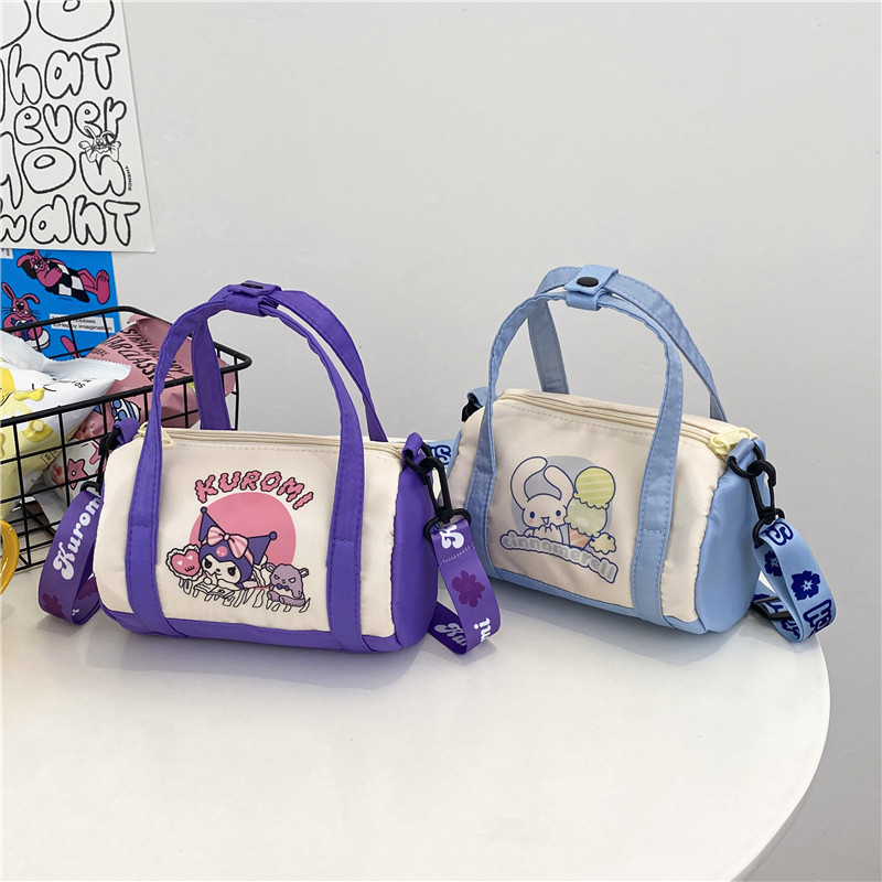 New round bucket handbag, summer canvas, ins, versatile and cute handbag, girlish crossbody hand-held coin purse Application Scenario