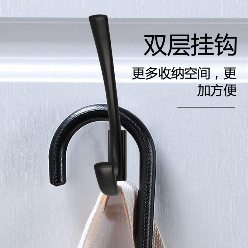 Simple single hook, black and silver, bathroom door, window, cabinet, coat hook, Nordic style, small coat hook behind the door, single hanging coat hook Application Scenario
