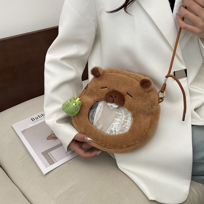 New Capibara see-through crossbody bag, girlish heart, loose change key bag, claw machine doll exchange factory wholesale details Picture