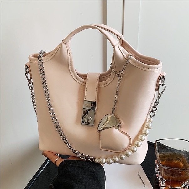 Retro college style hand-held bucket bag for women, 2025 new casual large-capacity single-shoulder bag, versatile and simple crossbody bag full figure