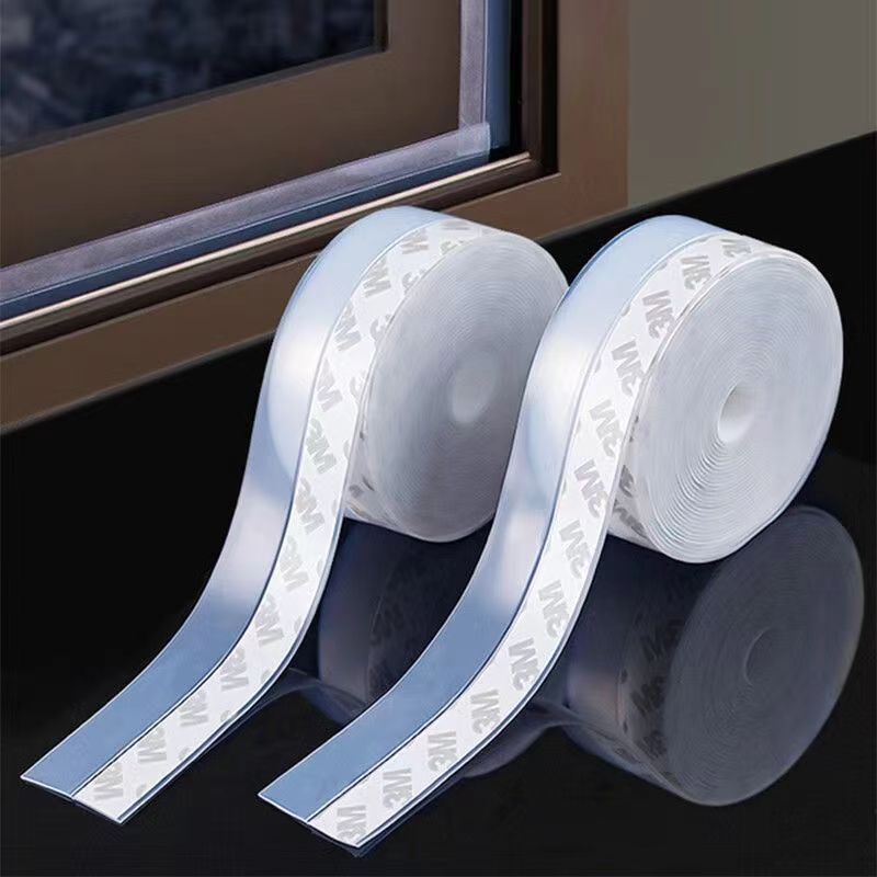 Silicone rubber door and window sealing strips, transparent door bottom strips, glass door and wooden door gap windproof and soundproof self-adhesive sealing strips wholesale details Picture