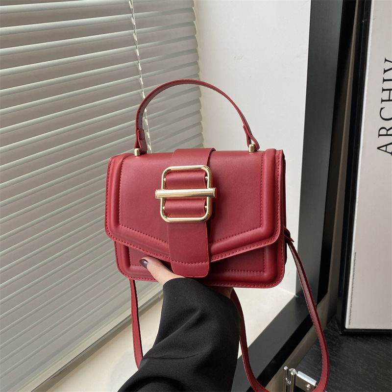 High-end texture, fashionable magnetic buckle hand-held small square bag for women, new Spring 2025 style, stylish single-shoulder bag, trendy crossbody bag full figure