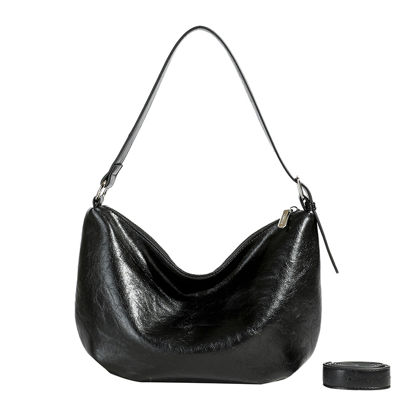 Retro soft leather bag for women 2024 new style, simple, casual and versatile single-shoulder crossbody bag, small and large capacity dumpling bag Item Picture