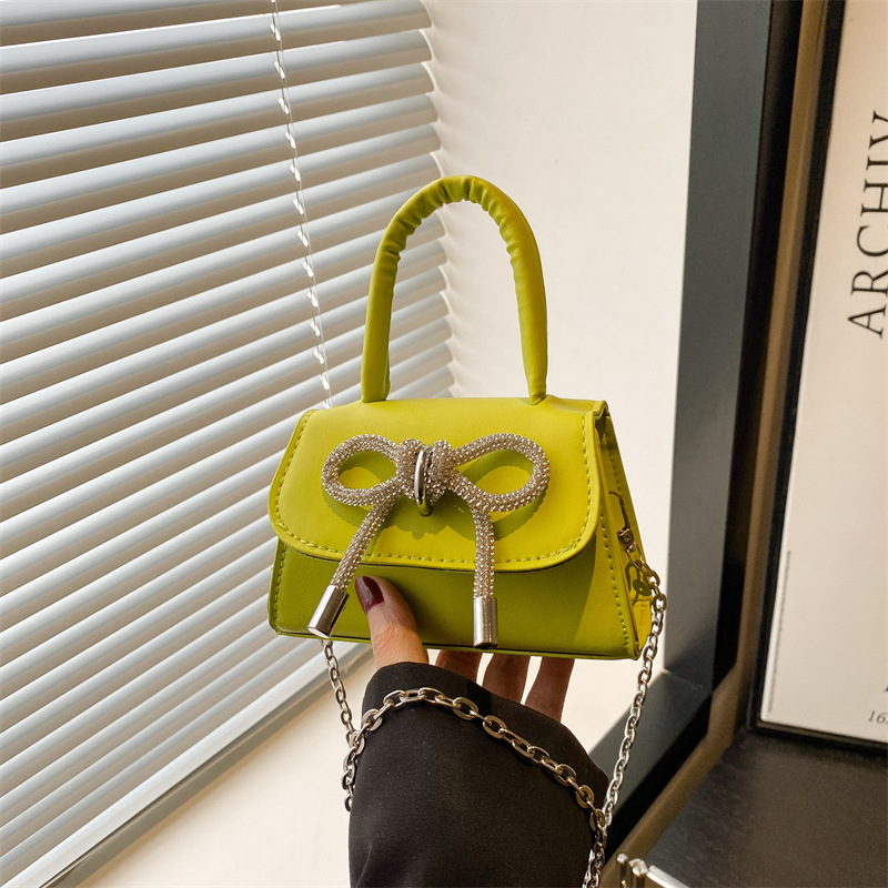 High-end quality bow small bag for women's summer 2025, new chain crossbody mouth red envelope hand-held mini square bag full figure