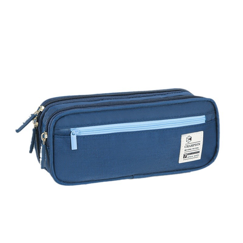 Cross-border in-stock double three-layer large-capacity pen cases, multi-layer zipper stationery boxes, storage stationery bags for primary, junior and senior high school students Item Picture
