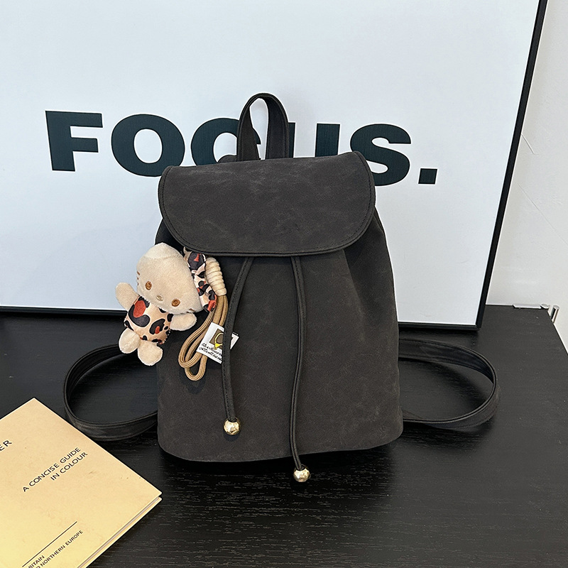 Korean forest-style suede backpack for women, 2024 new retro high-end texture schoolbag, niche design travel backpack Specification drawing