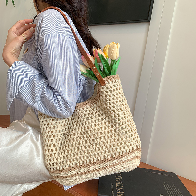 Forest-style artistic retro woven bag, casual bag, 2025 new trendy single-shoulder bag, tote bag, textured underarm bag full figure