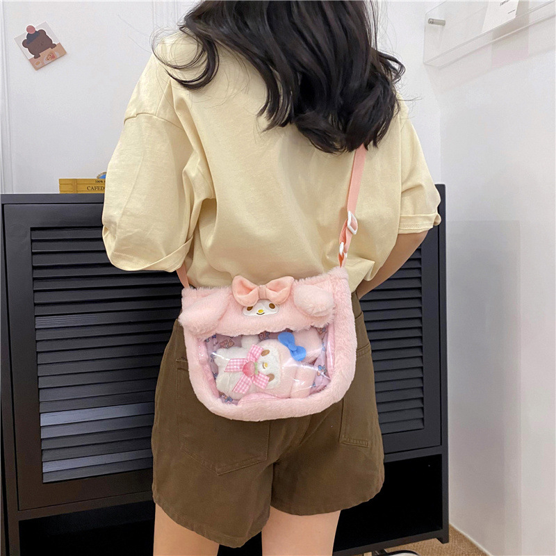 Japanese-style cute transparent PVC children's bag, plush toy cartoon bag 2023 new style Sanrio figurine crossbody gift Application Scenario