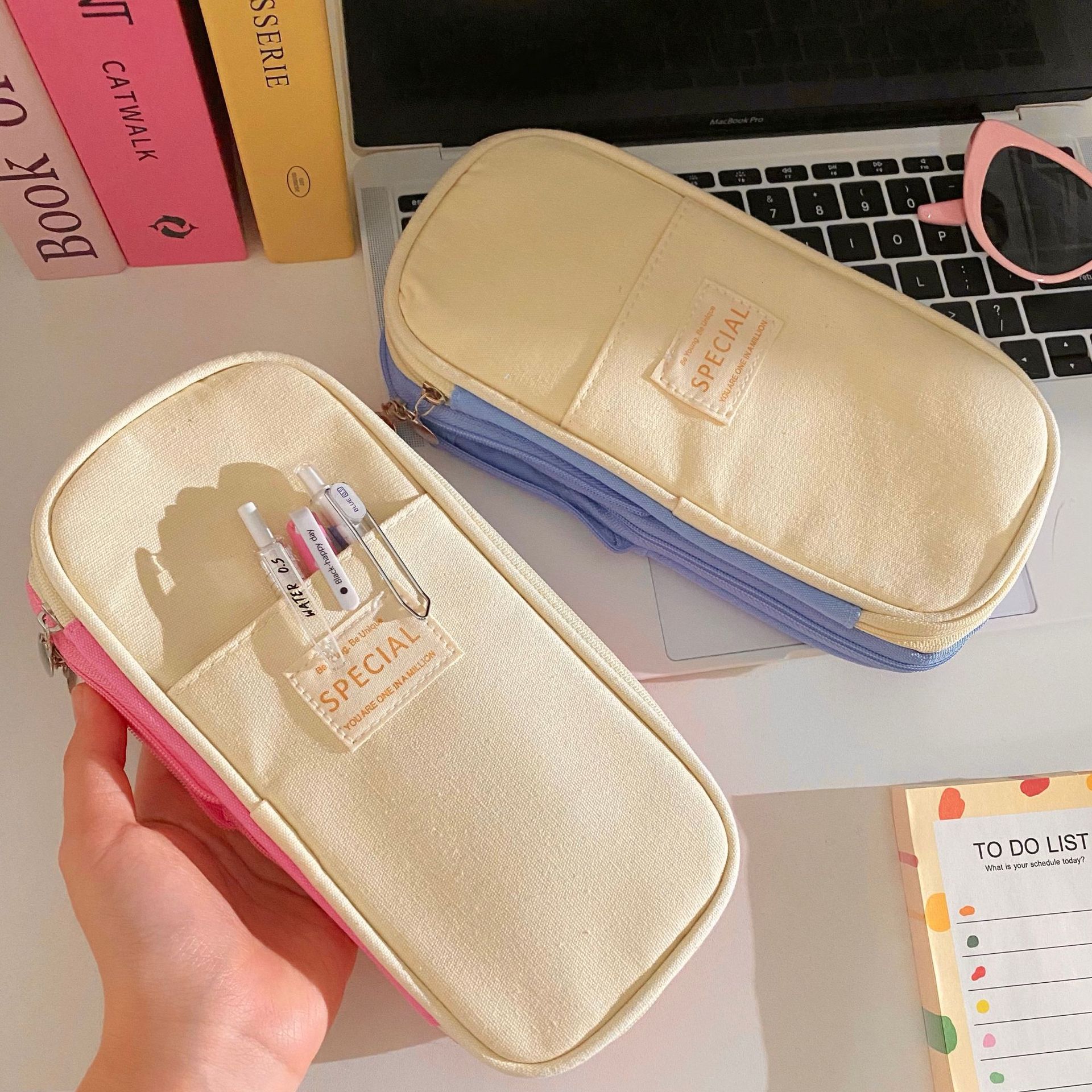 ins multi-functional retractable pen case, simple Japanese-style large-capacity student stationery box, stationery bag, pencil case, pencil case Item Picture