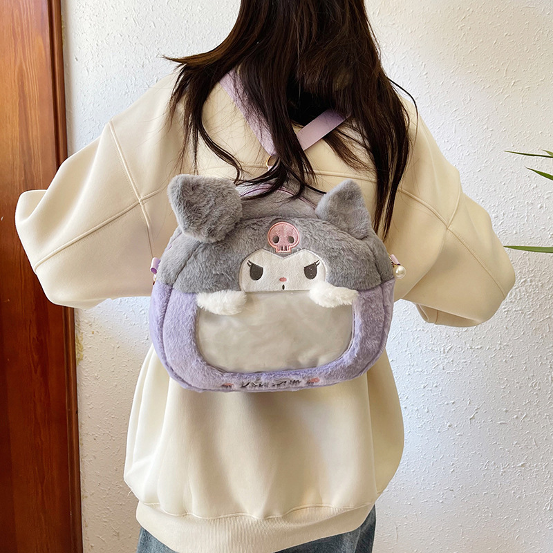 A cute and girlish cartoon Sanrio crossbody visual backpack with large capacity for class and birthday gifts details Picture