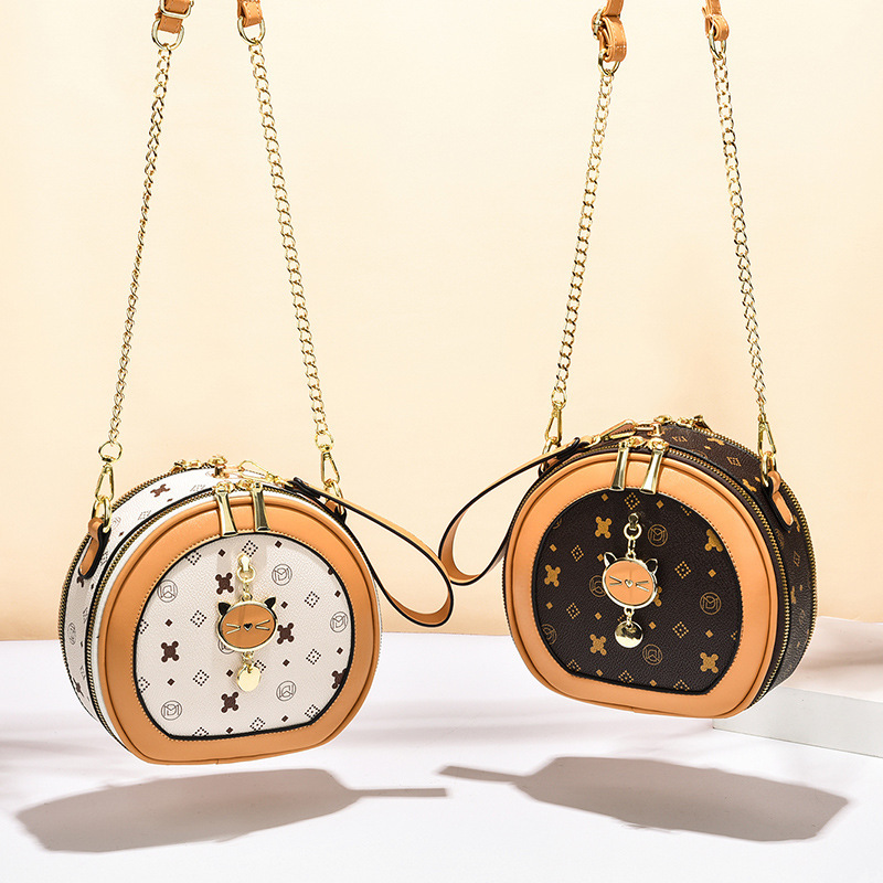 Douyin's popular floral soft round cake bag 2022 new retro small round bag, single-shoulder crossbody women's bag, hand-carried apple bag Specification drawing