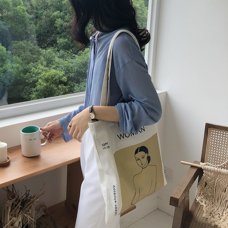 A225 Korean simple canvas bag ulzzang Harajuku Japanese Forest Girl Artistic single-shoulder bag student schoolbag details Picture