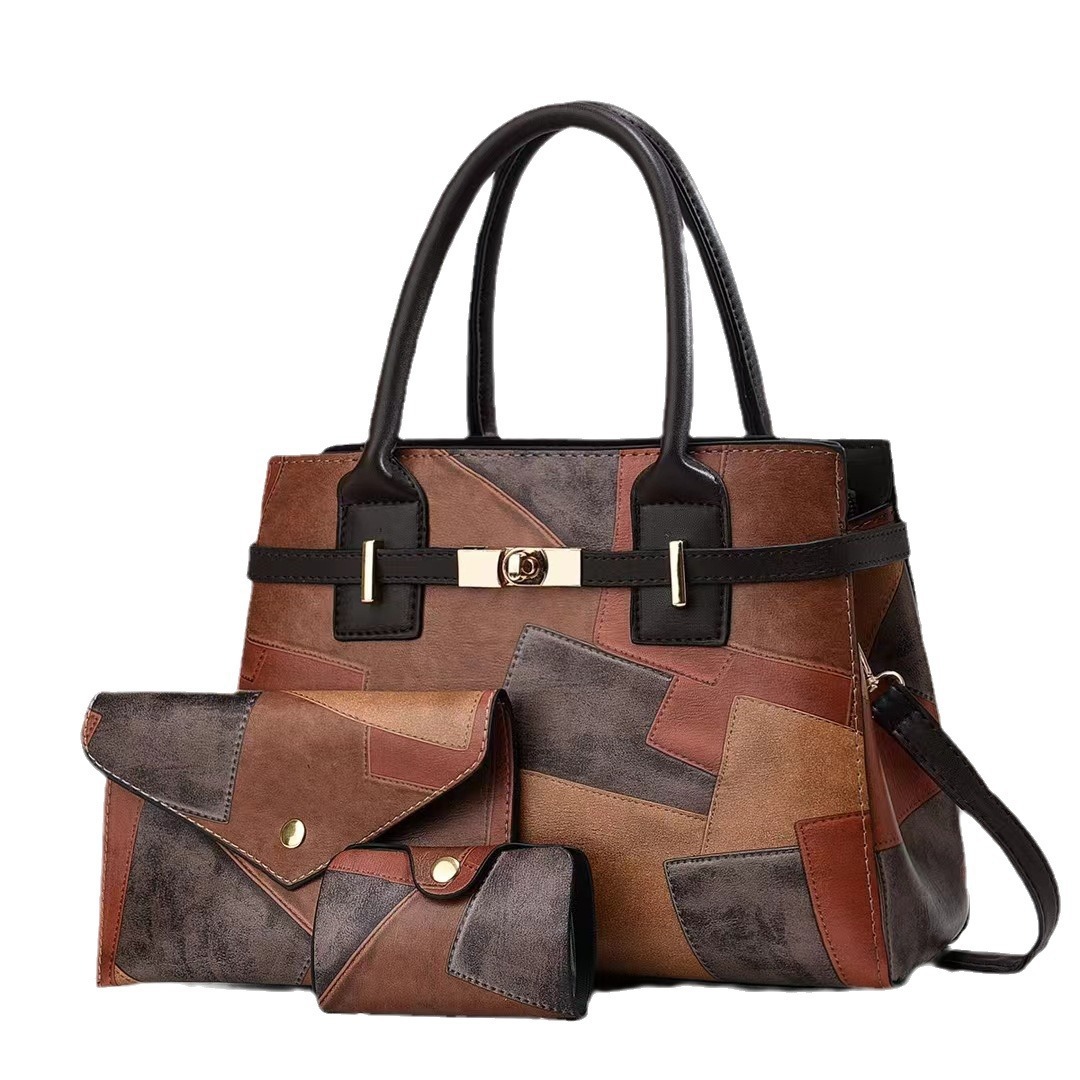 Commuter tote bag, large-capacity bag, women's bag, 2024 new trendy and fashionable three-piece set, single-shoulder crossbody bag Item Picture