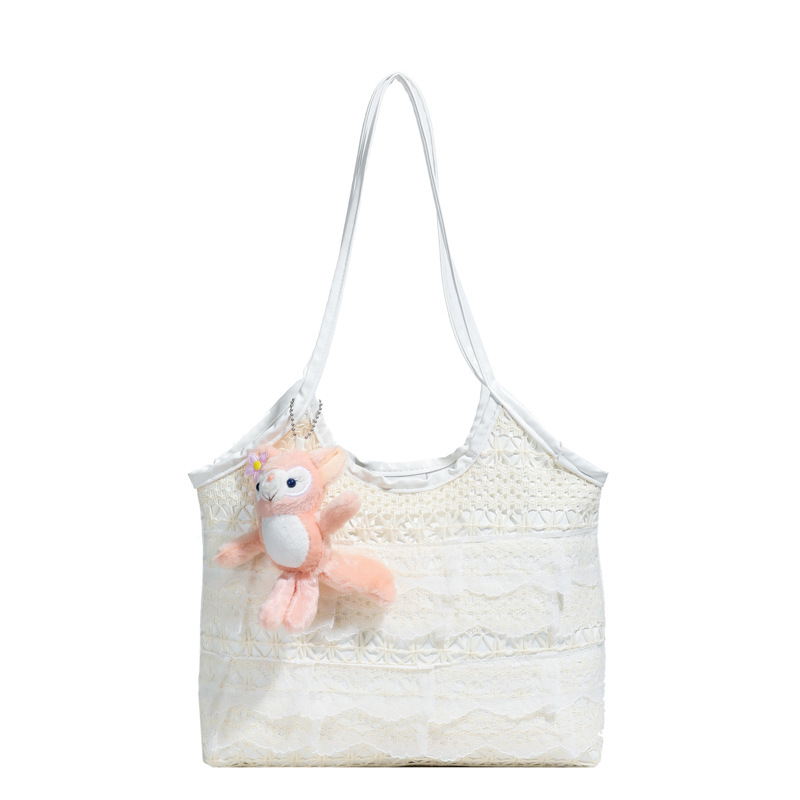The 2025 new large-capacity tote bag is cute and versatile, fashionable and adorable. It is a lace underarm bag and a commuting single-shoulder bag Item Picture