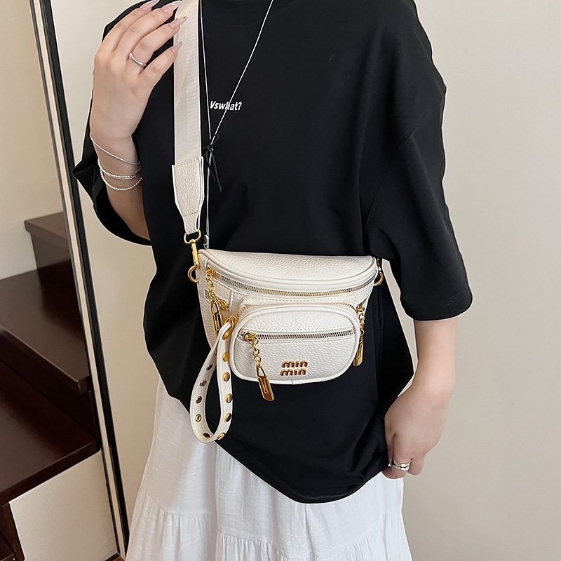 Cross-border fashion trend multi-pocket large-capacity waist bag for women 2025 new style, elegant and stylish, niche single-shoulder crossbody bag Specification drawing
