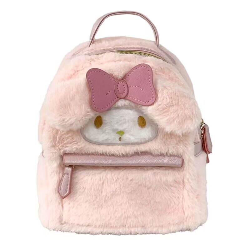 Japanese-style ins cartoon student plush bag, cute and girlish backpack, ugly and cute big-eared dog, fluffy schoolbag Item Picture