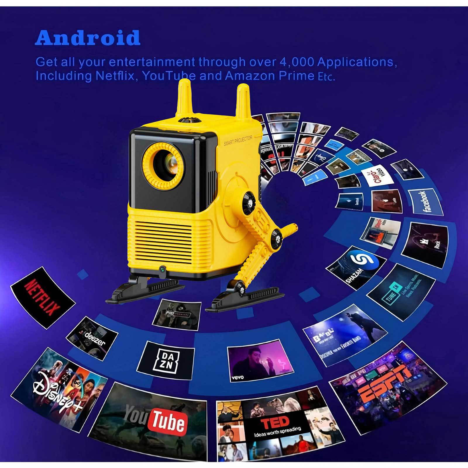 The robot H8 projector, an integrated pan-tilt projector, can project onto walls, ceilings and mobile phones on the same screen details Picture