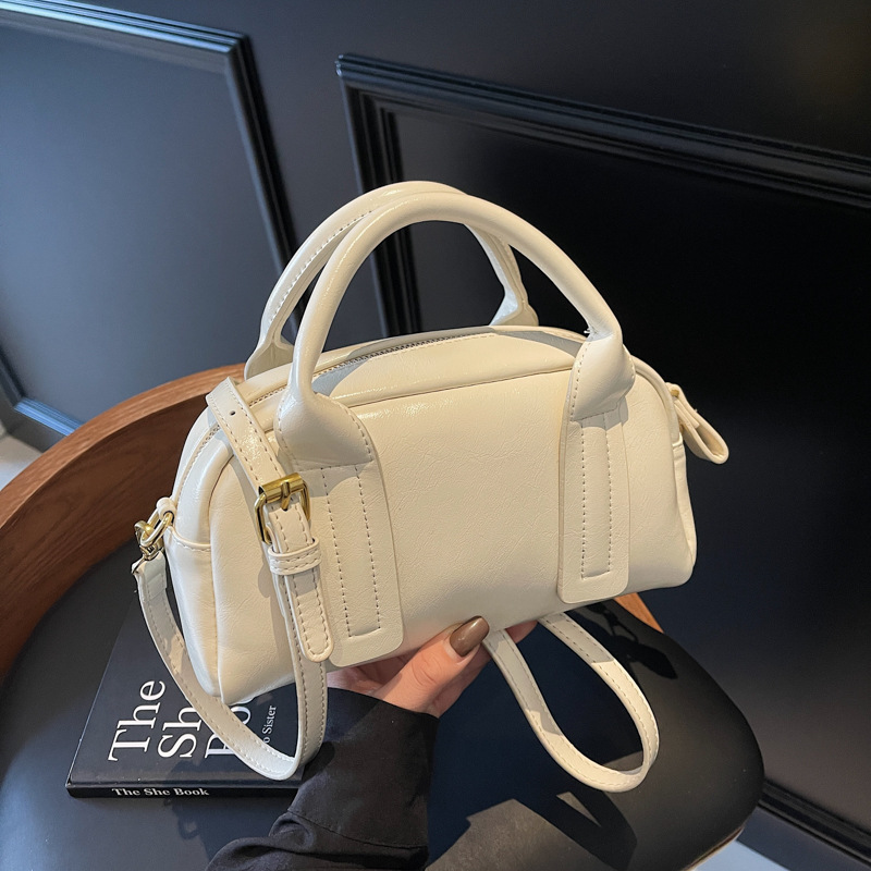 French retro handbag for women, 2025 new style, high-end single-shoulder crossbody bowling bag, solid color small square bag for women Specification drawing