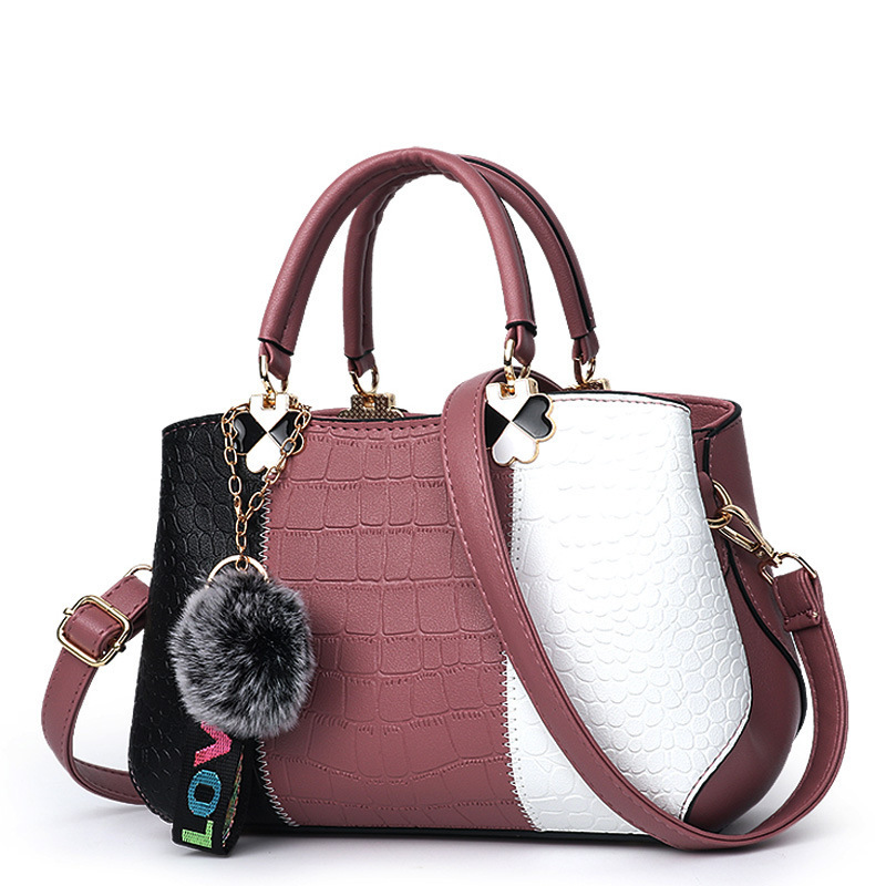 Cross-border foreign trade large Bag 2022 New Style women's color-blocked handbag, large capacity crossbody single-shoulder bag, middle-aged mom bag details Picture