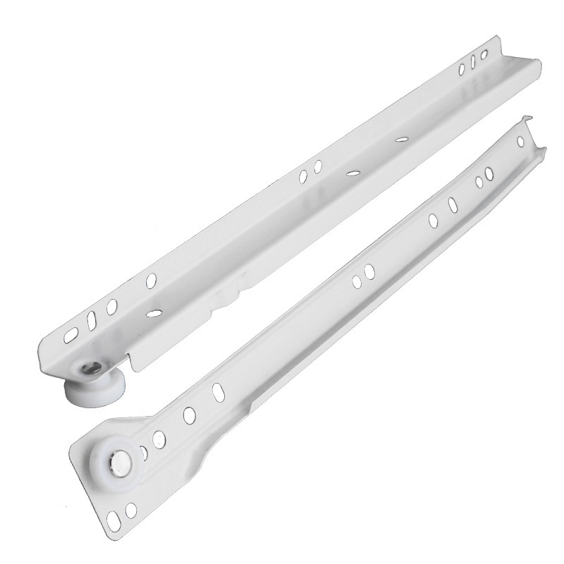 Powder rail, powder-sprayed slide rail, roller automatic slide rail, silent two-section track, wall cabinet drawer guide rail, furniture two-fold powder rail Item Picture