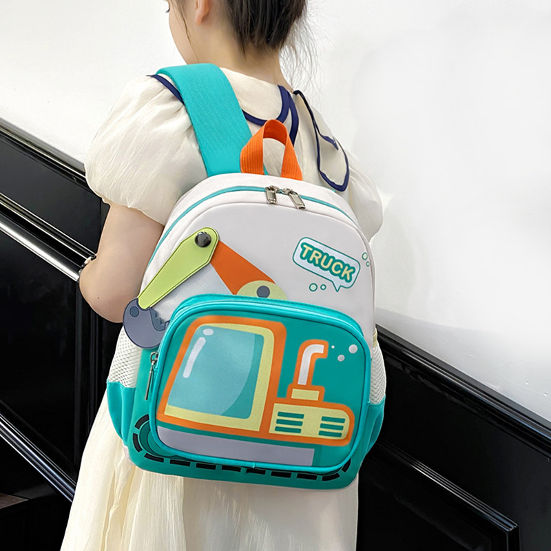 Cartoon excavator little boy kindergarten schoolbag, 3-5-year-old preschool girl backpack, breathable children's backpack Specification drawing
