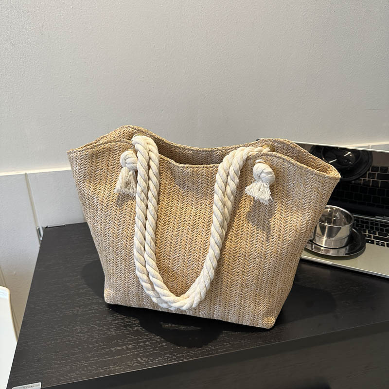 2024 New trendy and fashionable straw woven bag, large-capacity single-shoulder tote bag, fresh and cute underarm woven handbag for women details Picture